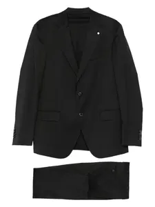 Шерстяной костюм с однобортным пиджаком Luigi Bianchi Mantova, серый