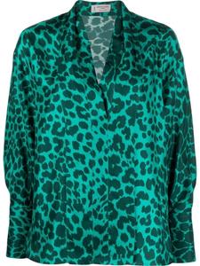 Alberto Biani шелковая рубашка с леопардовым принтом, зеленый