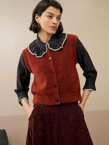 Шерстяной жилет с круглым вырезом и застежкой Brora, Copper