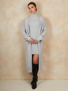 Текстурированный вязаный удлиненный кардиган Chi Chi London, Grey