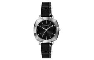 KANGOL Часы Quartz Movement Genuine Leather Strap Watch Women's Watch Green Dial, Black Sapphire