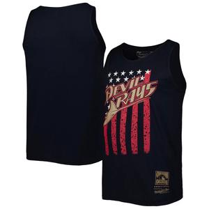 Мужская темно-синяя майка Mitchell & Ness Tampa Bay Rays Cooperstown Collection Stars and Stripes