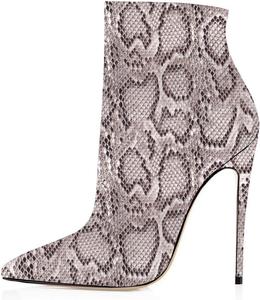 Ботильоны YODEKS для женщин, высокие каблуки, зауженный носок, короткие осенне-зимние ботинки с боковой молнией, модные однотонные кожаные ботильоны для девушек, Snakeskin