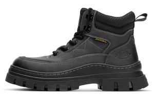 Мужские ботинки Dickies короткие кожаные со строчкой, черно-серый