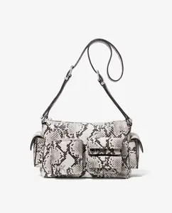 Женская сумка через плечо Dakota из кожи со змеиным мотивом Michael Michael Kors, серый