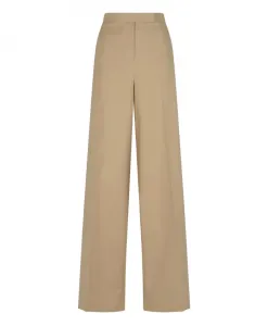 Бежевые хлопковые брюки с высокой талией Max Mara, коричневый