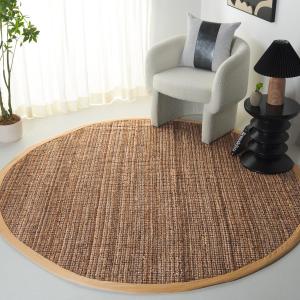 Ковер SAFAVIEH, 275 x 275 см, круглый - коллекция Natural Fiber - Natural Brown, ручной работы из джута, в стиле фермерского дома, с массивной текстурой и толстым ворсом (NF747A)