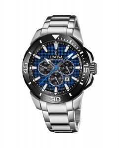 Мужские часы F20641/2 Chrono Bike из серебристой стали Festina, серебро