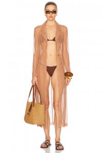 Классическое однобортное пальто до середины икры Norma Kamali, Cappuccino