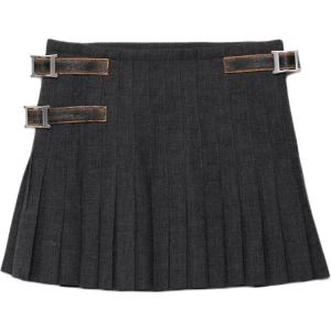 Мини-юбка из плиссированной шерсти Prada, серый