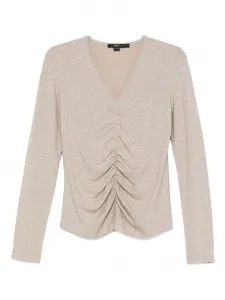 Топ с V-образным вырезом и сборками Seventy, золотой