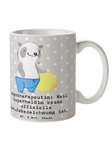 Кофейная кружка "Трудотерапевт-супергерой" с надписью в пастельных тонах серого цвета Mr. & Mrs. Panda
