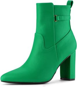 Женские ботильоны Allegra K с острым носком и массивными высокими каблуками, Grass Green