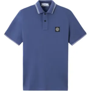 Поло с коротким рукавом и нашивкой с логотипом STONE ISLAND, ocean синий
