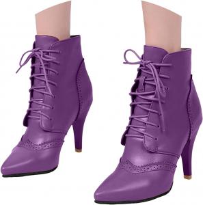 Готические ботинки для женщин, винтажные женские ботинки 70-х годов с шнуровкой в викторианском стиле, высокие каблуки, заостренный носок, средневековые ренессансные ботильоны, ботильоны ковбойского типа, костюмная обувь для Хэллоуина Generic, Purple