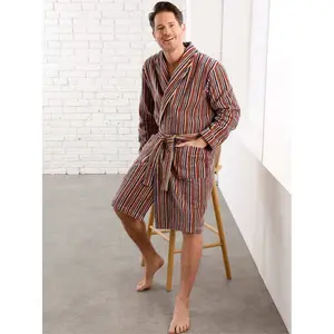 Уютный халат Feel Good, Camel-dunkelrot-gestreift