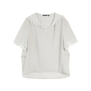 ELLE Футболка женская в полоску с V-образным вырезом Moderate Others