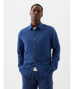 (U) Рубашка стандартного кроя из смеси льна