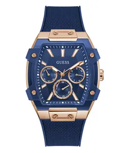 Мужские многофункциональные часы Blue Rose Gold Tone, 44mm Guess