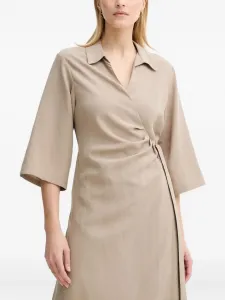 Платье миди с эффектом запаха и рукавами четверть длины SAMSOE SAMSOE, нейтральный