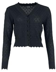 Кардиган Voodoo Vixen Heart Pattern Scallop Edge Cardigan, черный