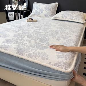 Yalu Простыня на резинке 180х200 см из резного молочного вельвета, удерживает тепло, антискользящая