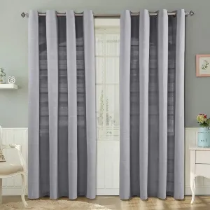 Шторы HOMESCAPES Rajput, комплект из 2 шт., хлопковые, 137 x 137 см, серебристо-серые Homescapes