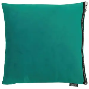 Декоративная подушка TASSILO однотонная, бархат, наволочка с наполнителем, 1 шт. Apelt, Petrol + unifarben