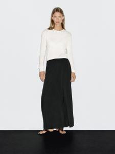 Свитер из смесовой шерсти с круглым вырезом Massimo Dutti, кремовый