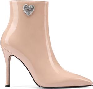 Женские ботильоны на каблуке LauraVicci с заостренным носком, шпилькой, украшенные кристаллами в виде сердца и стразами, черные ботильоны на молнии для вечернего выхода и вечерних мероприятий