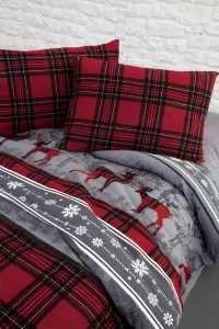 Комплект постельного белья Fine Flannel Winter, с рисунком оленя, 2 предмета, 100% хлопок, размер: 155 x 220 см, цвет: ярко-красный Mixibaby