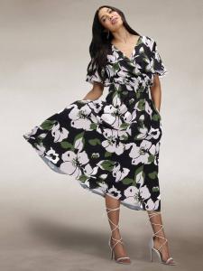 Шифоновое расклешенное платье миди HotSquash, цвет Green/White