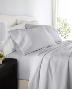 Комплект постельного белья из 3 предметов, хлопчатобумажная ткань с длинными волокнами (300 нитей на дюйм), однотонный, размер Twin ienjoy Home, Light Gray