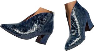 Женские ботильоны с низким каблуком, массивным квадратным каблуком, короткие ботинки, модные осенние туфли на каблуке, слипоны с заостренным носком Generic, A-Blue