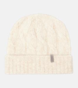 Шапочка из мохера, связанная косами Brunello Cucinelli, бежевый