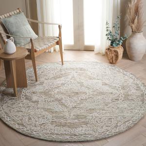 Ковер SAFAVIEH, 183 x 183 см, Metro Collection Round, Teal & Ivory, переходный дизайн, идеален для помещений с высокой проходимостью в гостиной, спальне и столовой (MET575J-6R)