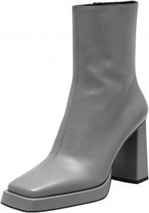 Женские ботинки Pazzion на платформе с закрытым квадратным носком, средней высоты, с гладкой боковой молнией, высокие толстые каблуки, для официального и делового стиля, размеры 4-16 US, Grey