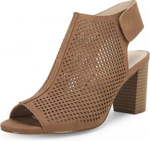 Женские босоножки Coutgo с открытым носком, с вырезами, на высоком толстом каблуке с ремешком на щиколотку, Brown