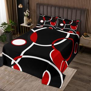 Erosebridal Геометрический комплект постельного белья с абстрактным узором, черно-красная расцветка, мягкий и уютный материал, Geometry 08