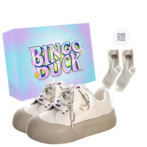BINGO DUCK Женские скейтерские кеды Milk Tea с подарком в виде носков и эксклюзивной коробкой, цвет Milk Tea+Gift Socks+Exclusive Shoe Box