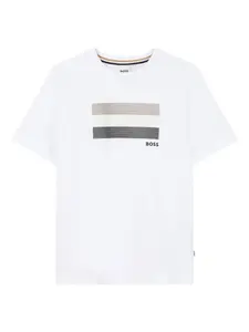 Полосатая футболка с короткими рукавами Boss Kidswear, белый