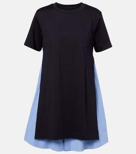 Полосатое хлопковое мини-платье Sacai, Navy X Blue Stripe