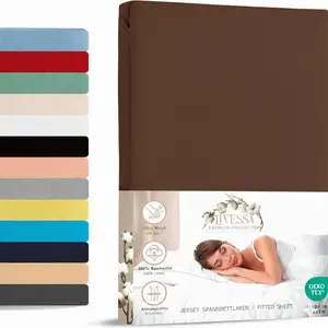 Простыня на резинке джерси 140х200 см 100% хлопок шоколадно-коричневого цвета