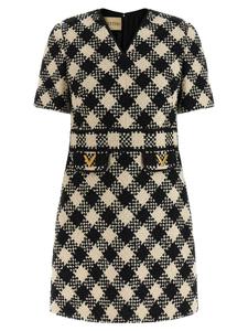 Платье из твида с узором Damier Valentino Garavani, черный