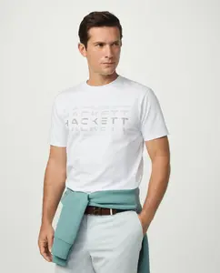 Мужская футболка с коротким рукавом и графическим принтом больших размеров Hackett, белый
