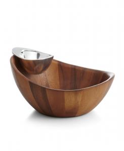 Набор Nambe Harmony 12 дюймов, состоящий из двух частей: чипсы и соус Nambé, Brown