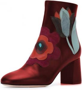 Женские ботильоны FSJ с круглым носком, массивным каблуком и цветочной вышивкой, удобные, размеры 4-15 США, Red