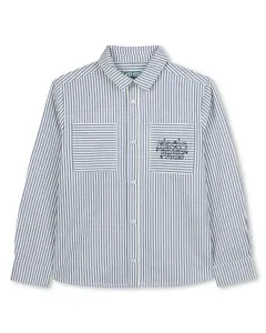 Детская хлопковая рубашка в полоску Kenzo Kids, синий