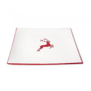 Тарелка Рубиновый олень 26x26x2,2 см Gmundner Keramik, бело-красный