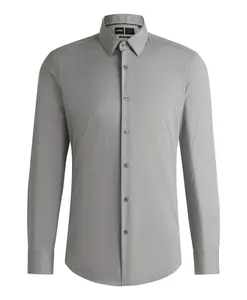 Синяя эластичная рубашка из переработанных материалов. Hugo, синий